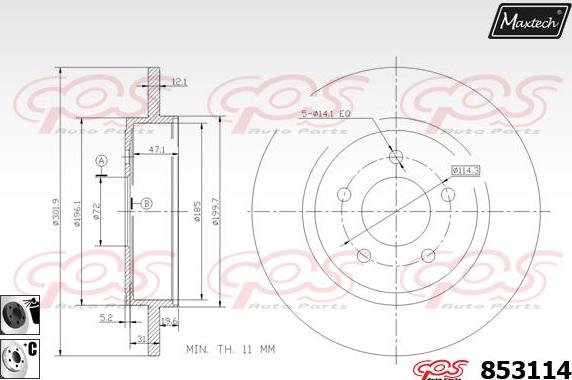 Maxtech 865269 - Гальмівний диск autocars.com.ua