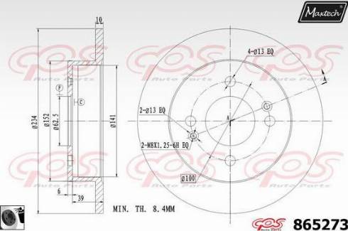 Maxtech 865273.0060 - Гальмівний диск autocars.com.ua