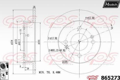 Maxtech 865273.6060 - Гальмівний диск autocars.com.ua