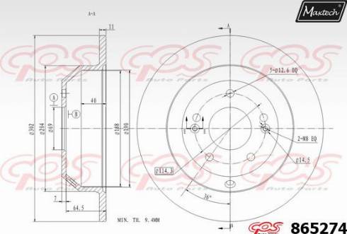 Maxtech 865274.0000 - Гальмівний диск autocars.com.ua