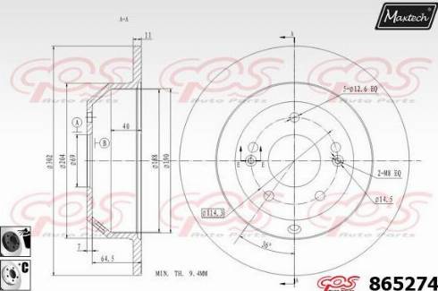 Maxtech 865274.6060 - Гальмівний диск autocars.com.ua