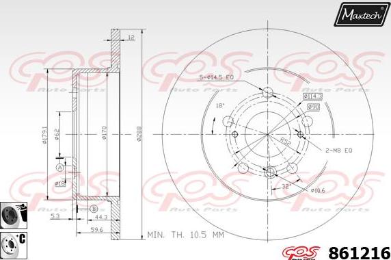 Maxtech 865274 - Гальмівний диск autocars.com.ua