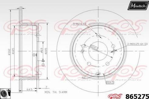 Maxtech 865275.0060 - Гальмівний диск autocars.com.ua