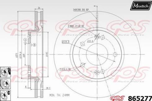 Maxtech 865277.6880 - Гальмівний диск autocars.com.ua