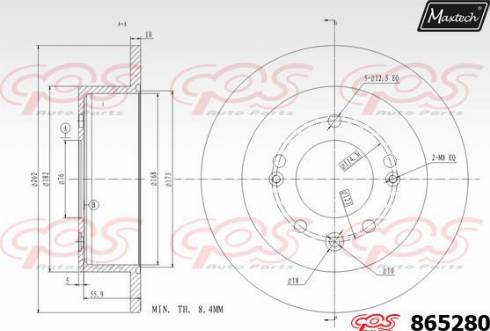 Maxtech 865280.0000 - Гальмівний диск autocars.com.ua