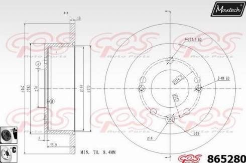 Maxtech 865280.6060 - Гальмівний диск autocars.com.ua