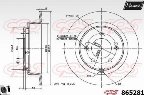 Maxtech 865281.0060 - Гальмівний диск autocars.com.ua