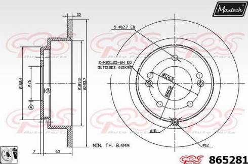 Maxtech 865281.0080 - Гальмівний диск autocars.com.ua