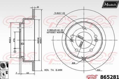 Maxtech 865281.6060 - Гальмівний диск autocars.com.ua