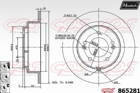 Maxtech 865281.6880 - Гальмівний диск autocars.com.ua