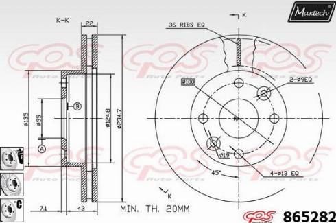 Maxtech 865282.6980 - Гальмівний диск autocars.com.ua