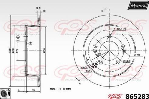 Maxtech 865283.0060 - Гальмівний диск autocars.com.ua