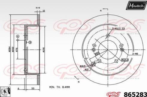 Maxtech 865283.0080 - Гальмівний диск autocars.com.ua