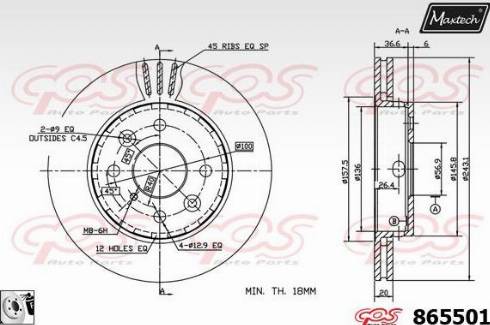 Maxtech 865501.0080 - Гальмівний диск autocars.com.ua