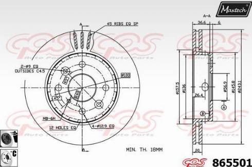 Maxtech 865501.6060 - Гальмівний диск autocars.com.ua