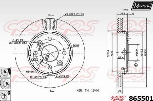 Maxtech 865501.6980 - Гальмівний диск autocars.com.ua