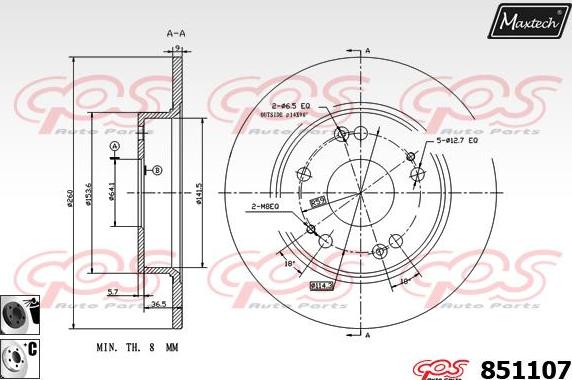 Maxtech 865502 - Гальмівний диск autocars.com.ua