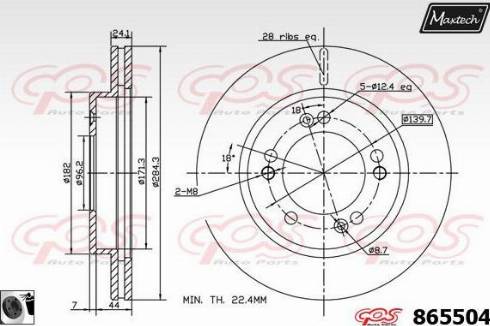 Maxtech 865504.0060 - Гальмівний диск autocars.com.ua