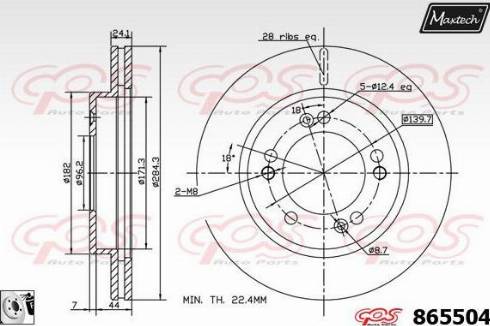 Maxtech 865504.0080 - Гальмівний диск autocars.com.ua