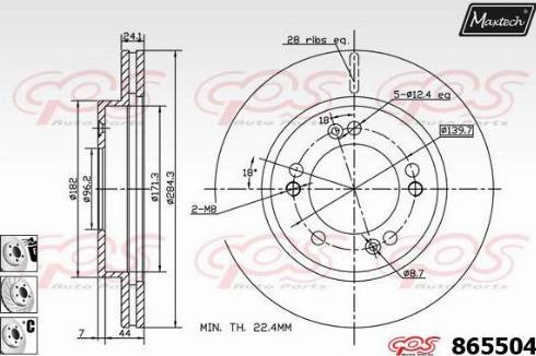 Maxtech 865504.6880 - Гальмівний диск autocars.com.ua