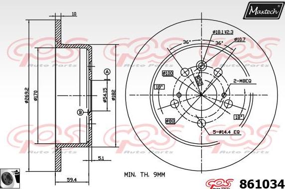 Maxtech 865504 - Гальмівний диск autocars.com.ua