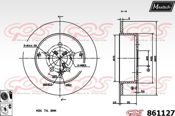 Maxtech 865509 - Гальмівний диск autocars.com.ua