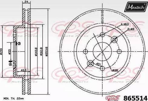 Maxtech 865514.0000 - Гальмівний диск autocars.com.ua