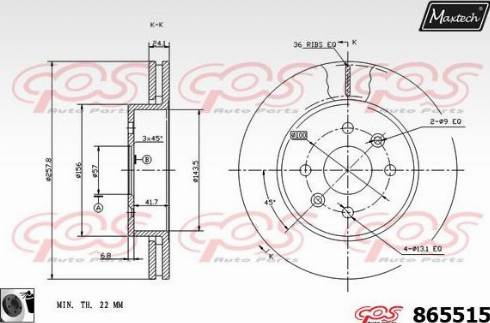 Maxtech 865515.0060 - Гальмівний диск autocars.com.ua