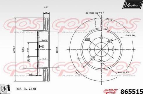 Maxtech 865515.0080 - Гальмівний диск autocars.com.ua