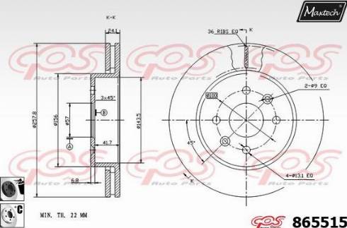 Maxtech 865515.6060 - Гальмівний диск autocars.com.ua