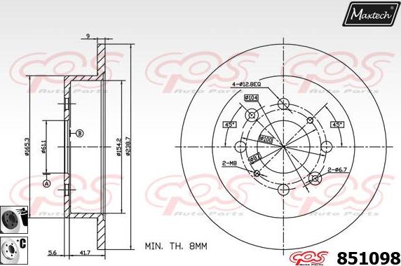 Maxtech 865515 - Гальмівний диск autocars.com.ua