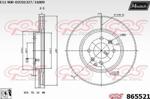 Maxtech 865521.0080 - Гальмівний диск autocars.com.ua