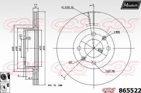 Maxtech 865522.6060 - Гальмівний диск autocars.com.ua