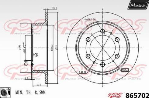 Maxtech 865702.0060 - Тормозной диск autodnr.net