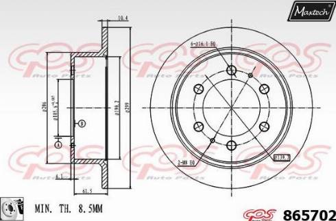 Maxtech 865702.0080 - Тормозной диск autodnr.net