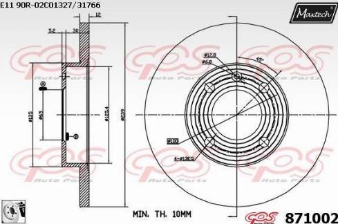 Maxtech 871002.0080 - Гальмівний диск autocars.com.ua