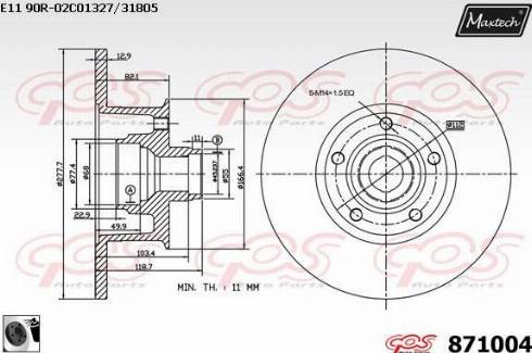 Maxtech 871004.0060 - Гальмівний диск autocars.com.ua