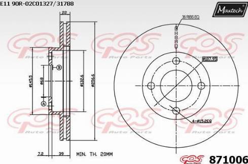 Maxtech 871006.0000 - Гальмівний диск autocars.com.ua