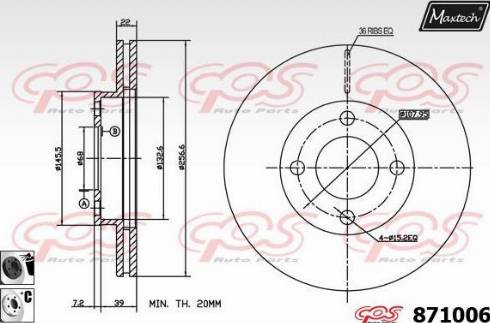 Maxtech 871006.6060 - Гальмівний диск autocars.com.ua