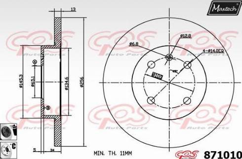 Maxtech 871010.6060 - Гальмівний диск autocars.com.ua