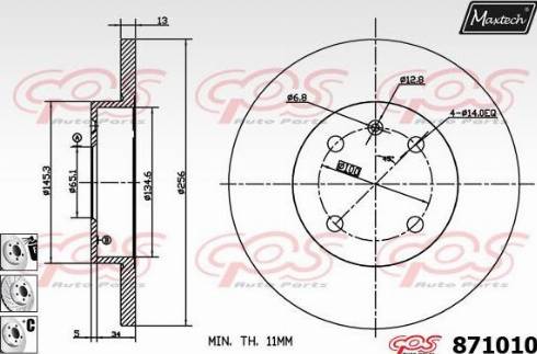 Maxtech 871010.6880 - Гальмівний диск autocars.com.ua