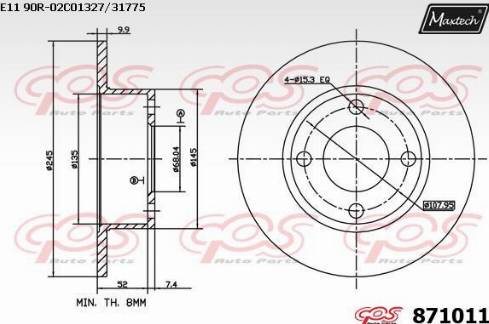 Maxtech 871011.0000 - Гальмівний диск autocars.com.ua