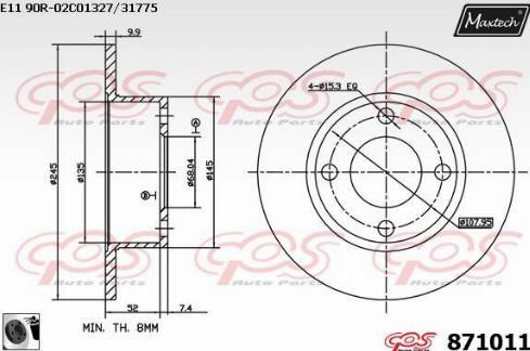 Maxtech 871011.0060 - Гальмівний диск autocars.com.ua