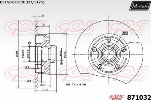 Maxtech 871032.0000 - Гальмівний диск autocars.com.ua