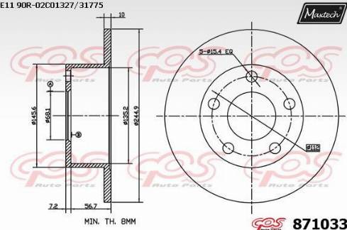 Maxtech 871033.0000 - Гальмівний диск autocars.com.ua