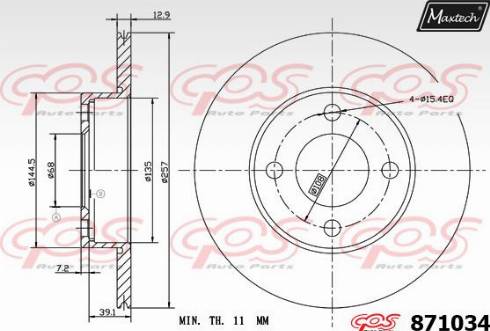 Maxtech 871034.0000 - Гальмівний диск autocars.com.ua