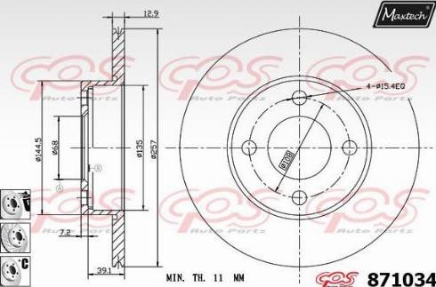 Maxtech 871034.6980 - Гальмівний диск autocars.com.ua