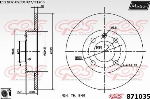 Maxtech 871035.0060 - Гальмівний диск autocars.com.ua