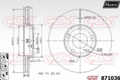 Maxtech 871036.6880 - Гальмівний диск autocars.com.ua