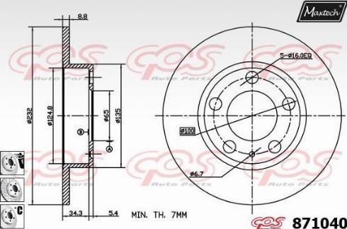 Maxtech 871040.6880 - Гальмівний диск autocars.com.ua